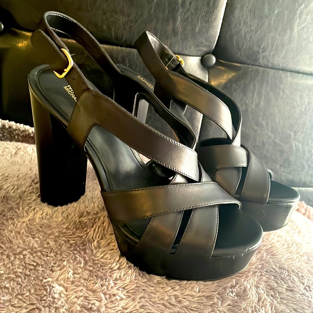Michael Kors Audrina Platform Sandals Black Size 7